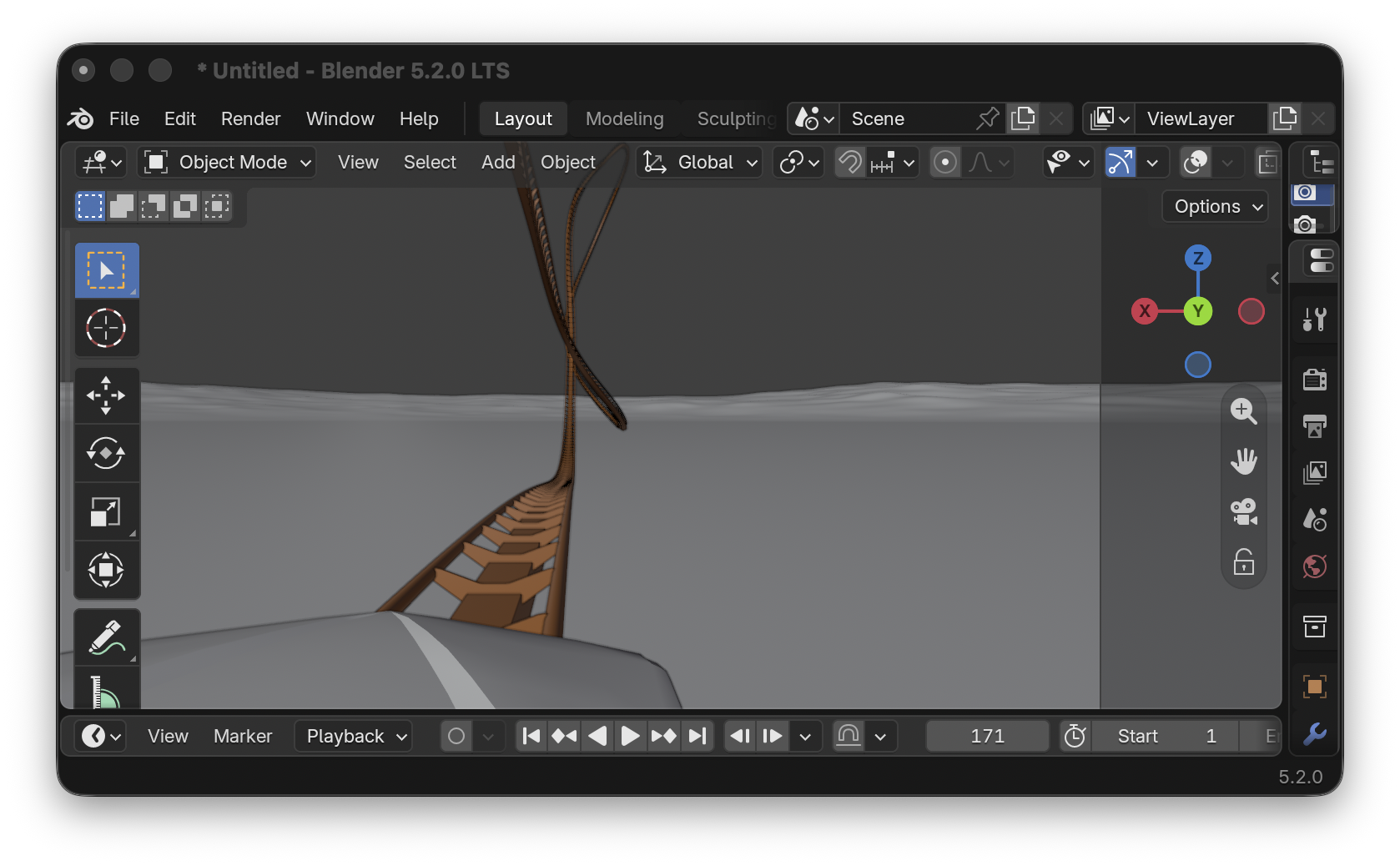 the same ride opened in Blender through the glTF export
