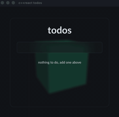 the todo demo, c++react driving RmlUi through OpenGL